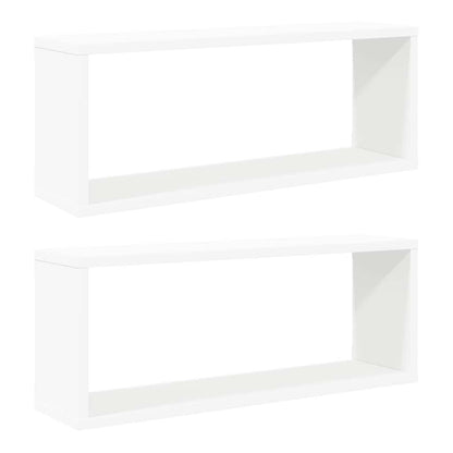 Mensole Parete a Cubo 2pz Bianche 60x15x23 cm Legno Multistrato | homemem39