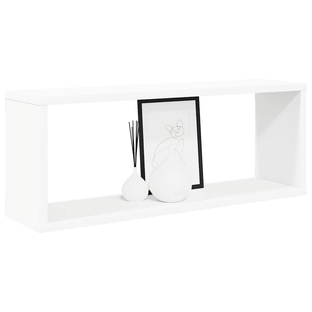 Mensole Parete a Cubo 2pz Bianche 60x15x23 cm Legno Multistrato | homemem39