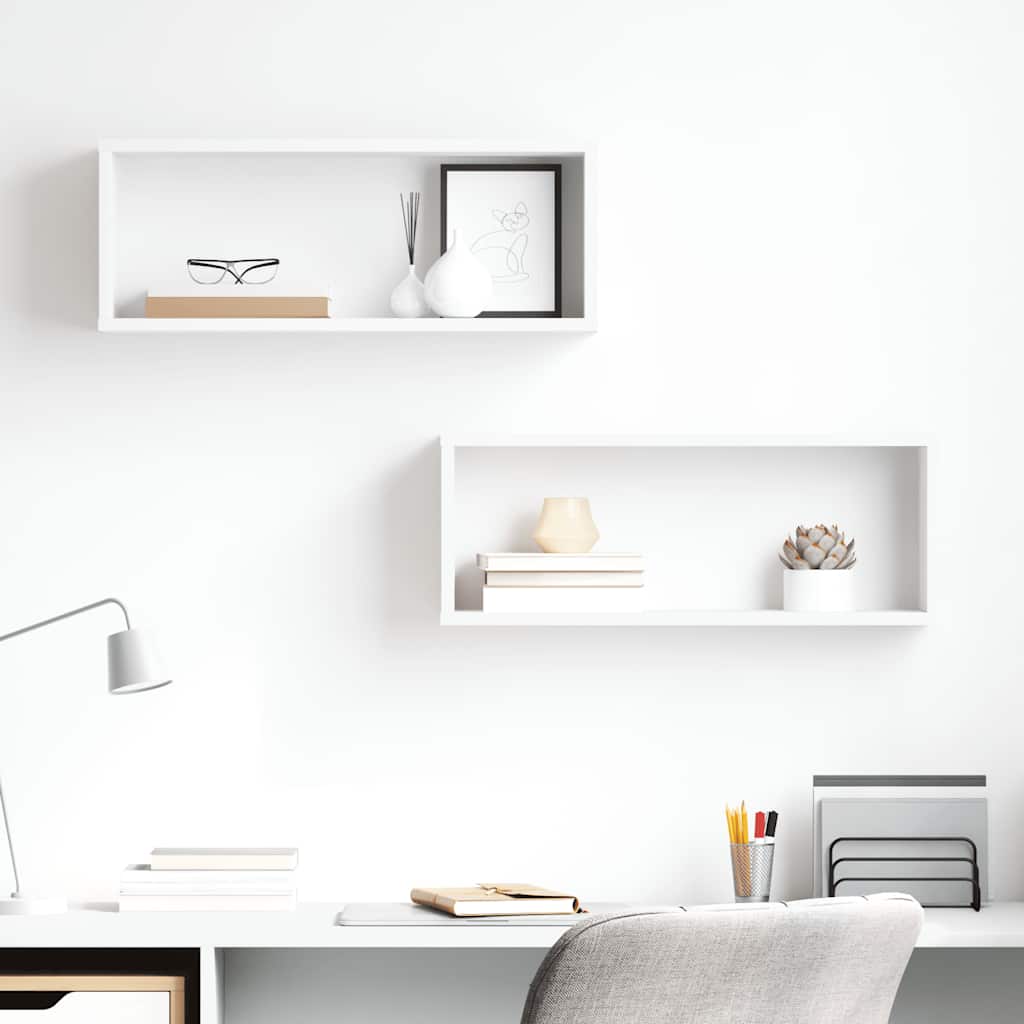 Mensole Parete a Cubo 2pz Bianche 60x15x23 cm Legno Multistrato | homemem39