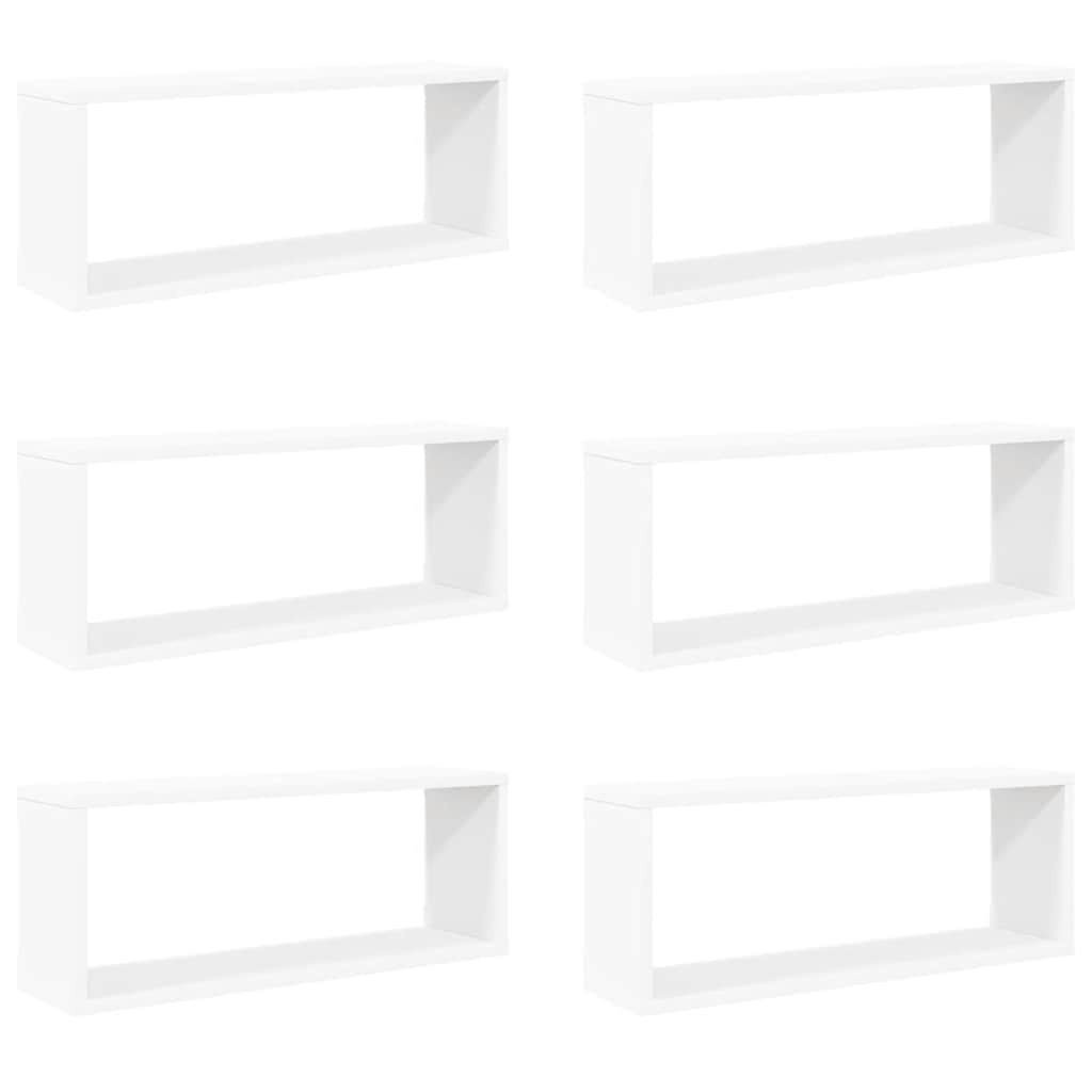 Mensole Parete a Cubo 6pz Bianche 60x15x23 cm Legno Multistrato | homemem39