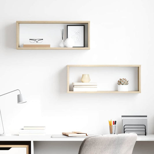 Mensole Parete a Cubo 2pz Rovere Sonoma 60x15x23 cm Multistrato - homemem39