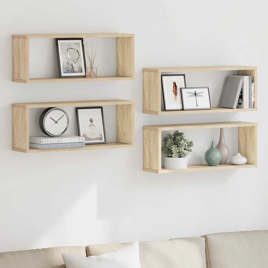 Mensole Parete a Cubo 4pz Rovere Sonoma 60x15x23 cm Multistrato | homemem39