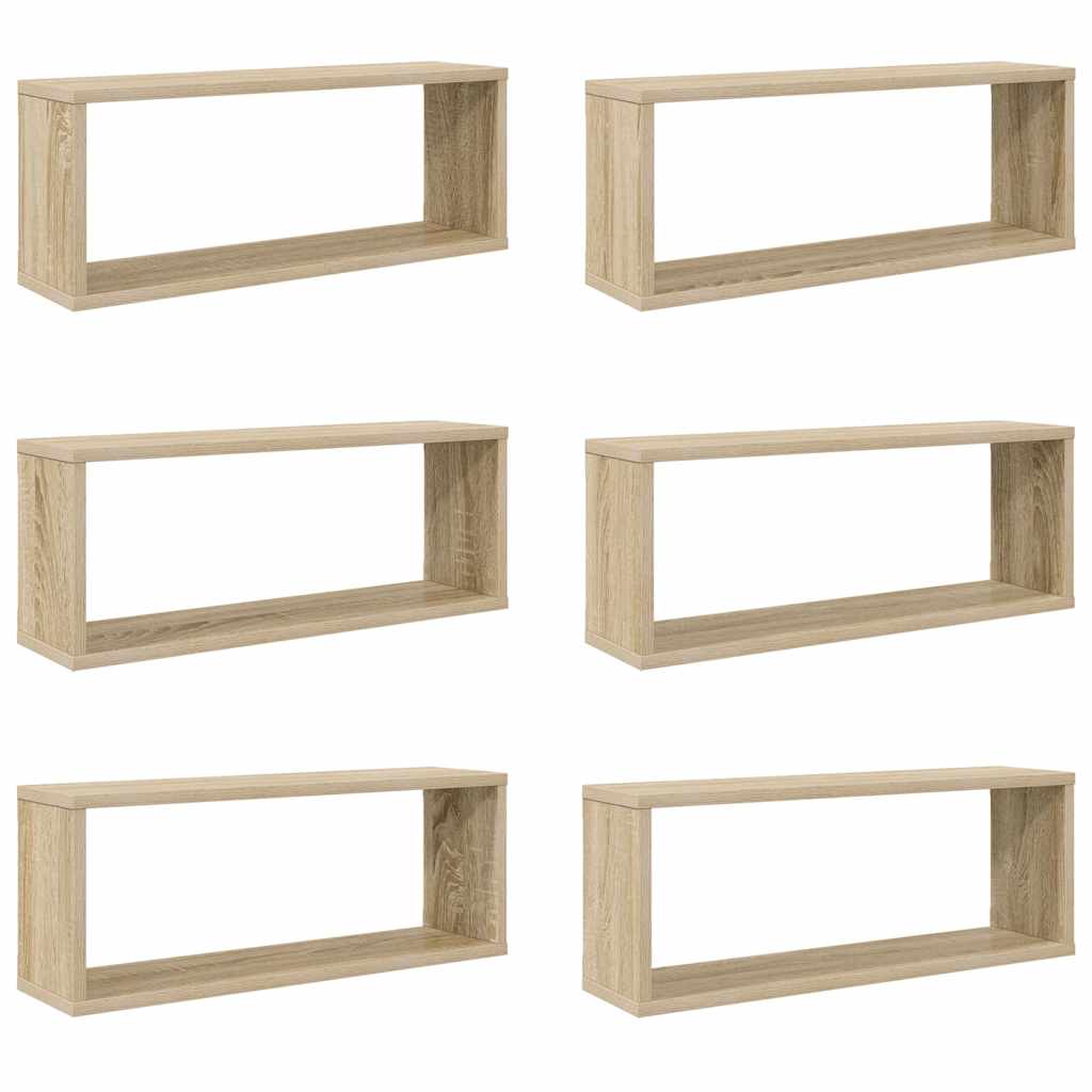 Mensole Parete a Cubo 6pz Rovere Sonoma 60x15x23 cm Multistrato | homemem39