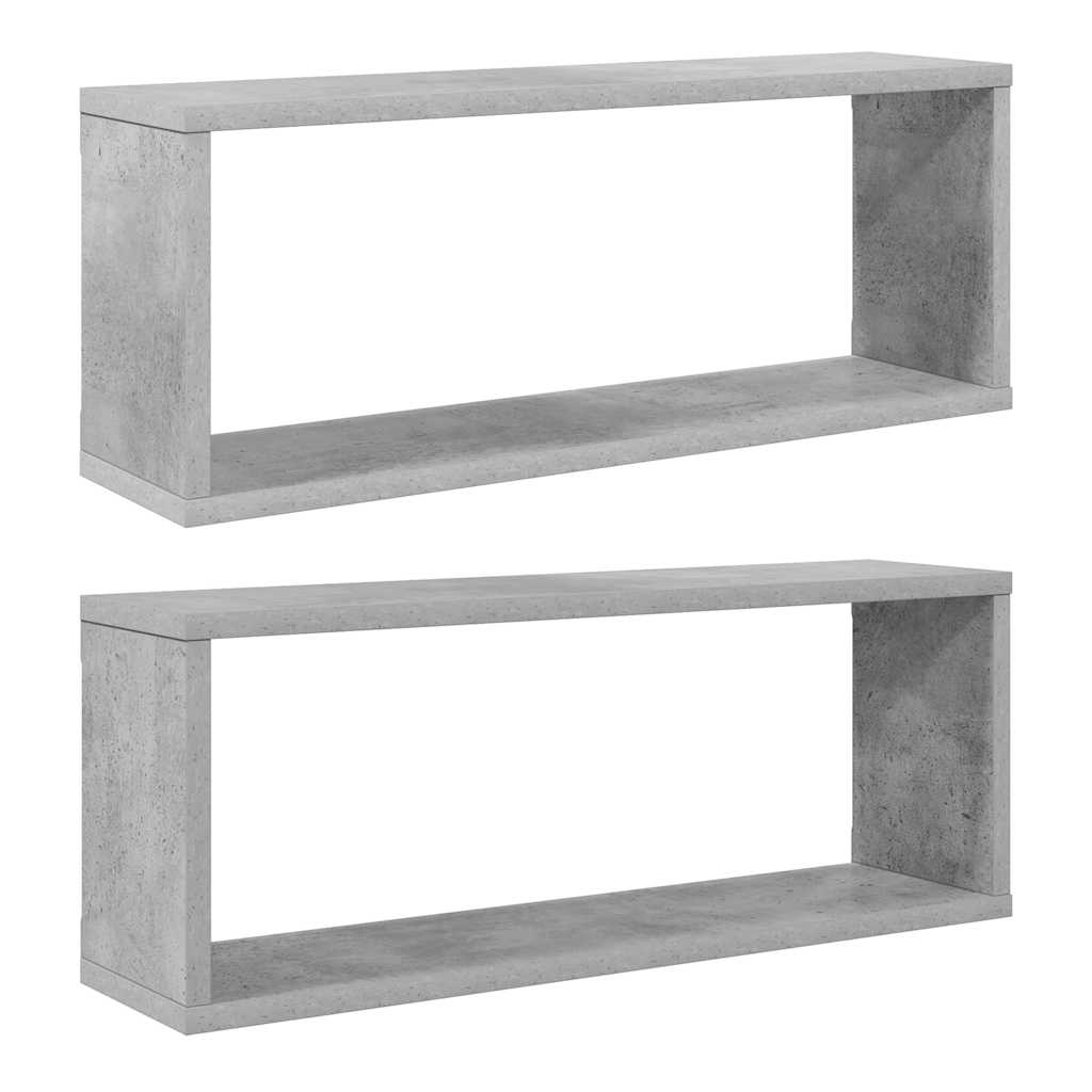 Mensole Parete a Cubo 2pz Grigio Cemento 60x15x23cm Multistrato | homemem39