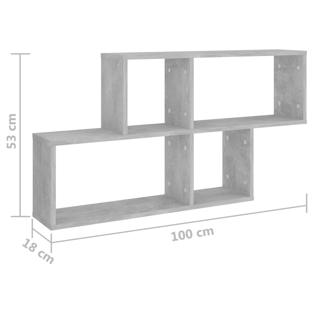 Scaffale a Parete Grigio Cemento 100x18x53 cm Legno Multistrato | homemem39