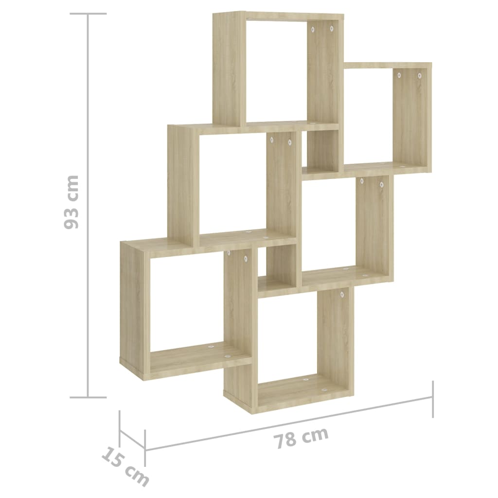 Mensola Parete Cubo Rovere Sonoma 78x15x93cm Legno Multistrato | homemem39