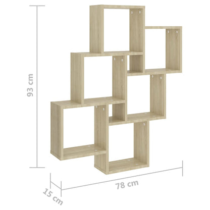 Mensola Parete Cubo Rovere Sonoma 78x15x93cm Legno Multistrato | homemem39