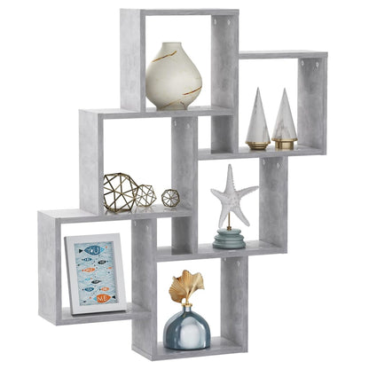 Mensola Parete Cubo Grigio Cemento 78x15x93cm Legno Multistrato | homemem39