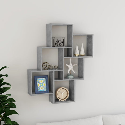 Mensola Parete Cubo Grigio Cemento 78x15x93cm Legno Multistrato