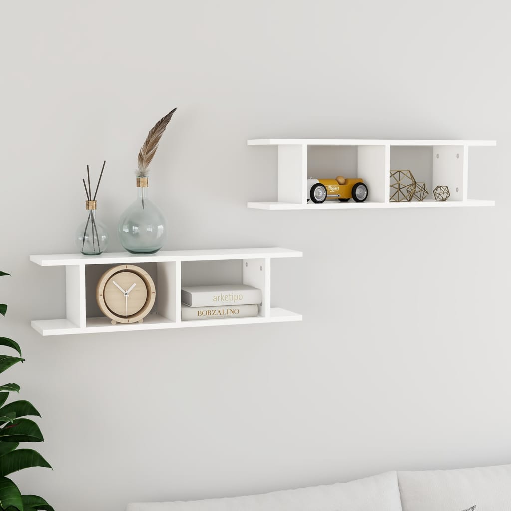 Mensole a Parete 2 pz Bianco 75x18x20 cm in Multistrato | homemem39