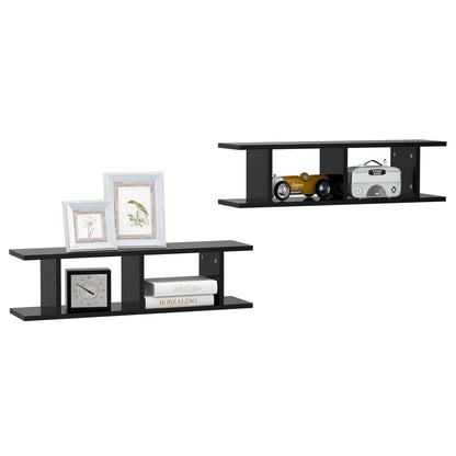 Mensole a Parete 2 pz Nere 75x18x20 cm in Multistrato | homemem39
