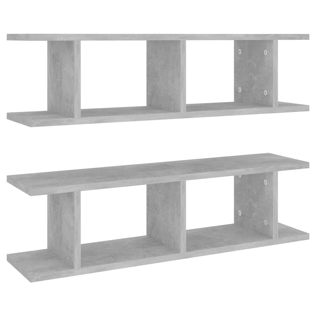 Mensole a Parete 2 pz Grigio Cemento 75x18x20 cm in Multistrato | homemem39
