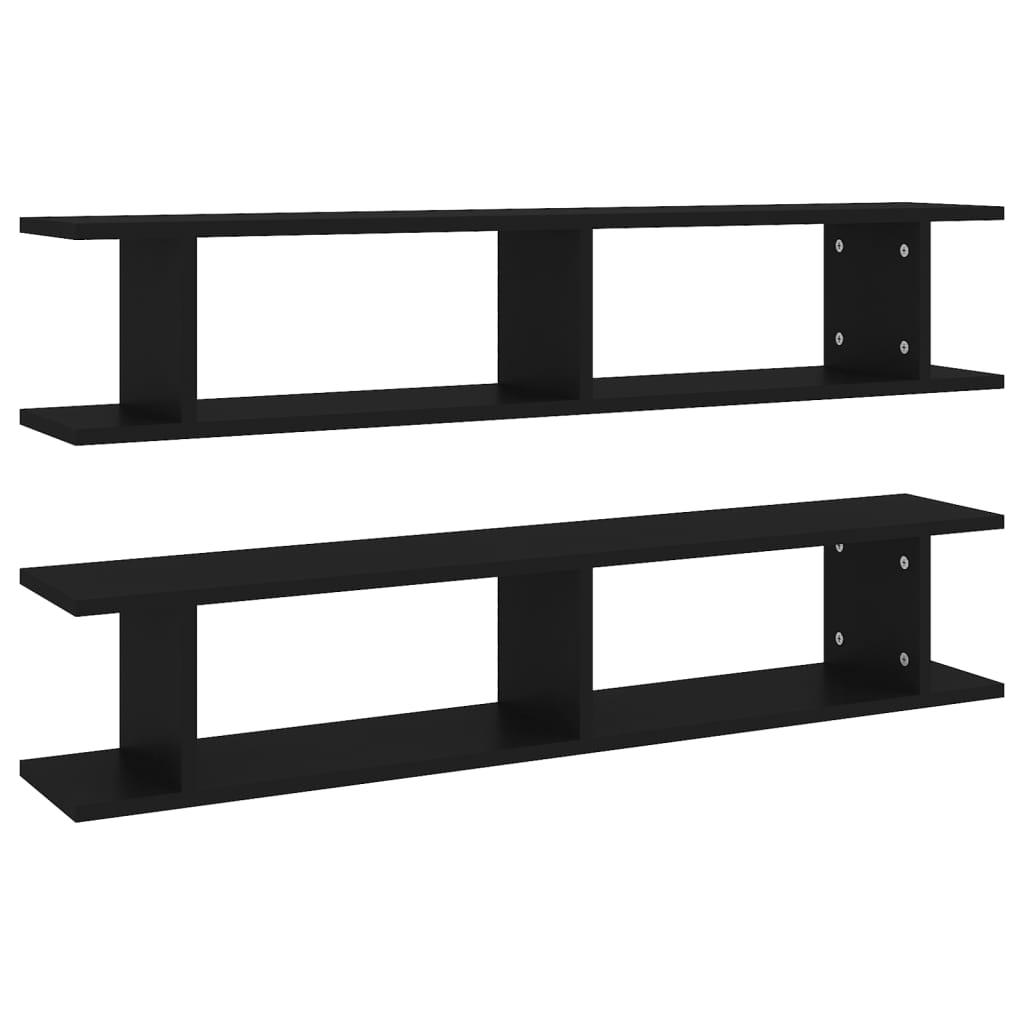 Mensole a Parete 2 pz Nere 105x18x20 cm in Legno Multistrato | homemem39