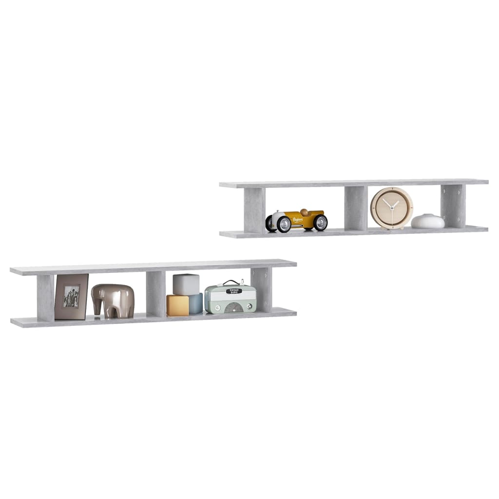 Mensole Parete 2pz Grigio Cemento 105x18x20cm Legno Multistrato | homemem39