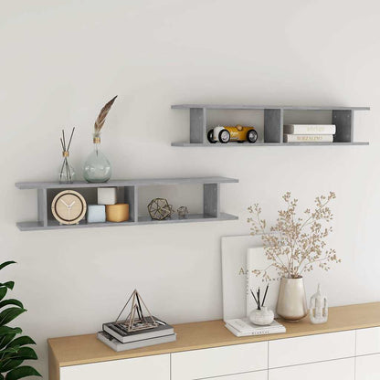 Mensole Parete 2pz Grigio Cemento 105x18x20cm Legno Multistrato