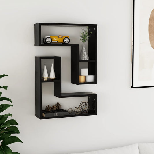 Mensole a Muro 2 pz Nere 50x15x50 cm in Legno Multistrato | homemem39