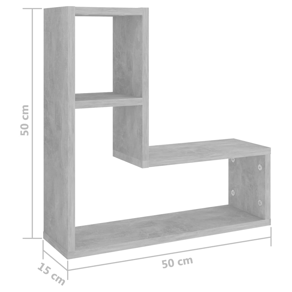 Mensole a Muro 2pz Grigio Cemento 50x15x50cm Legno Multistrato | homemem39