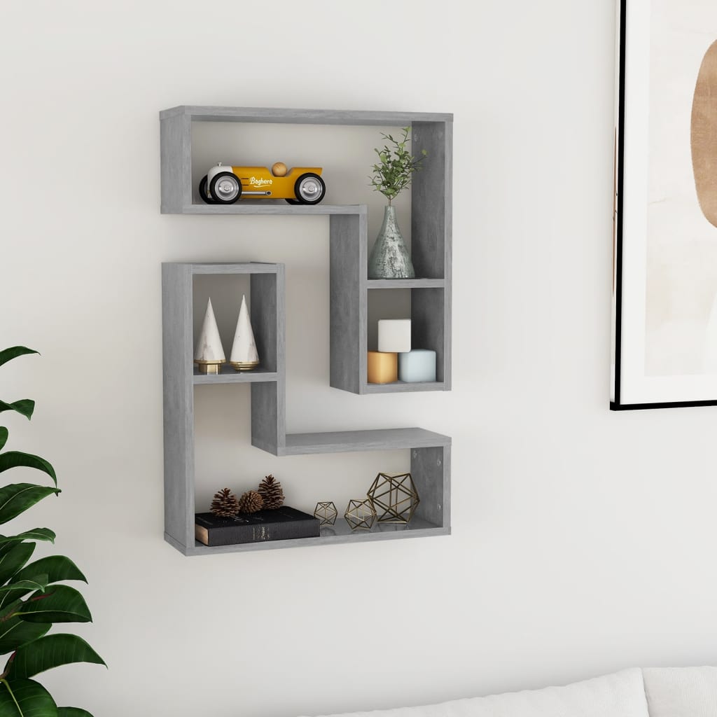 Mensole a Muro 2pz Grigio Cemento 50x15x50cm Legno Multistrato | homemem39