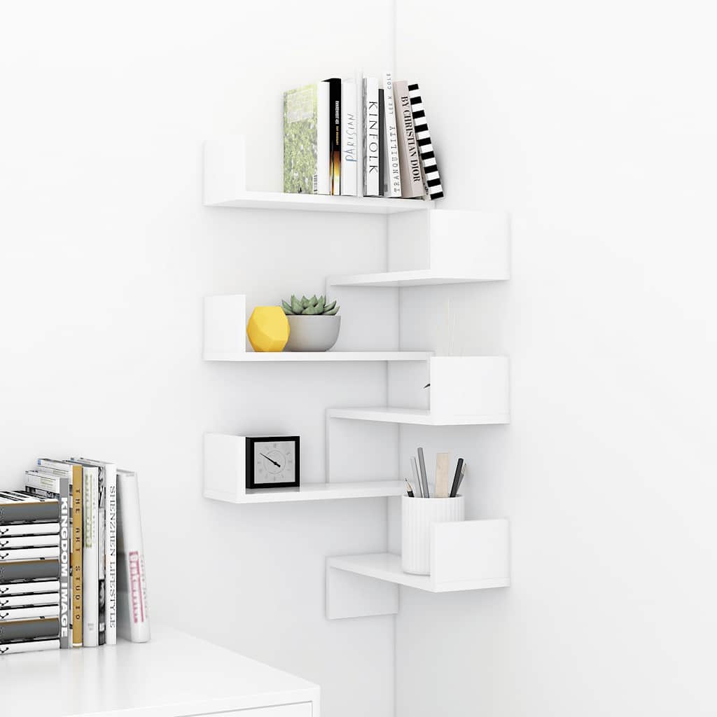 Mensole a Muro Angolari 2 pz Bianche 40x40x50 cm in Multistrato | homemem39