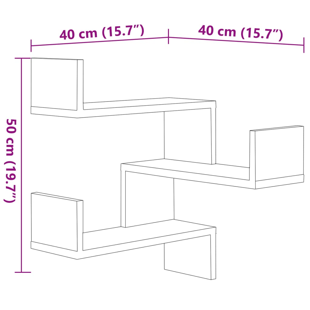 Scaffali Angolari Muro 2pz Grigio Cemento 40x40x50 Multistrato | homemem39