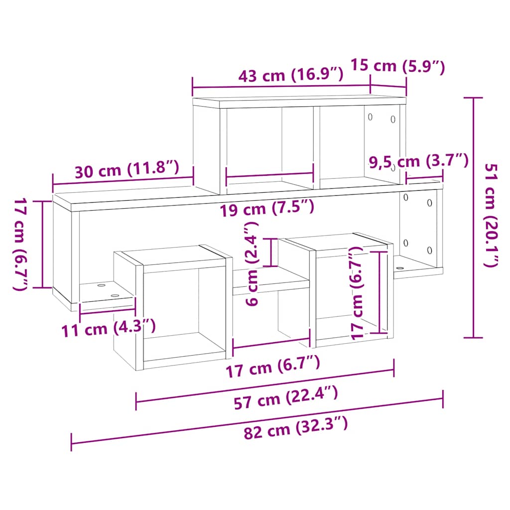 Scaffale Parete Auto Rovere Sonoma 82x15x51cm Legno Multistrato | homemem39