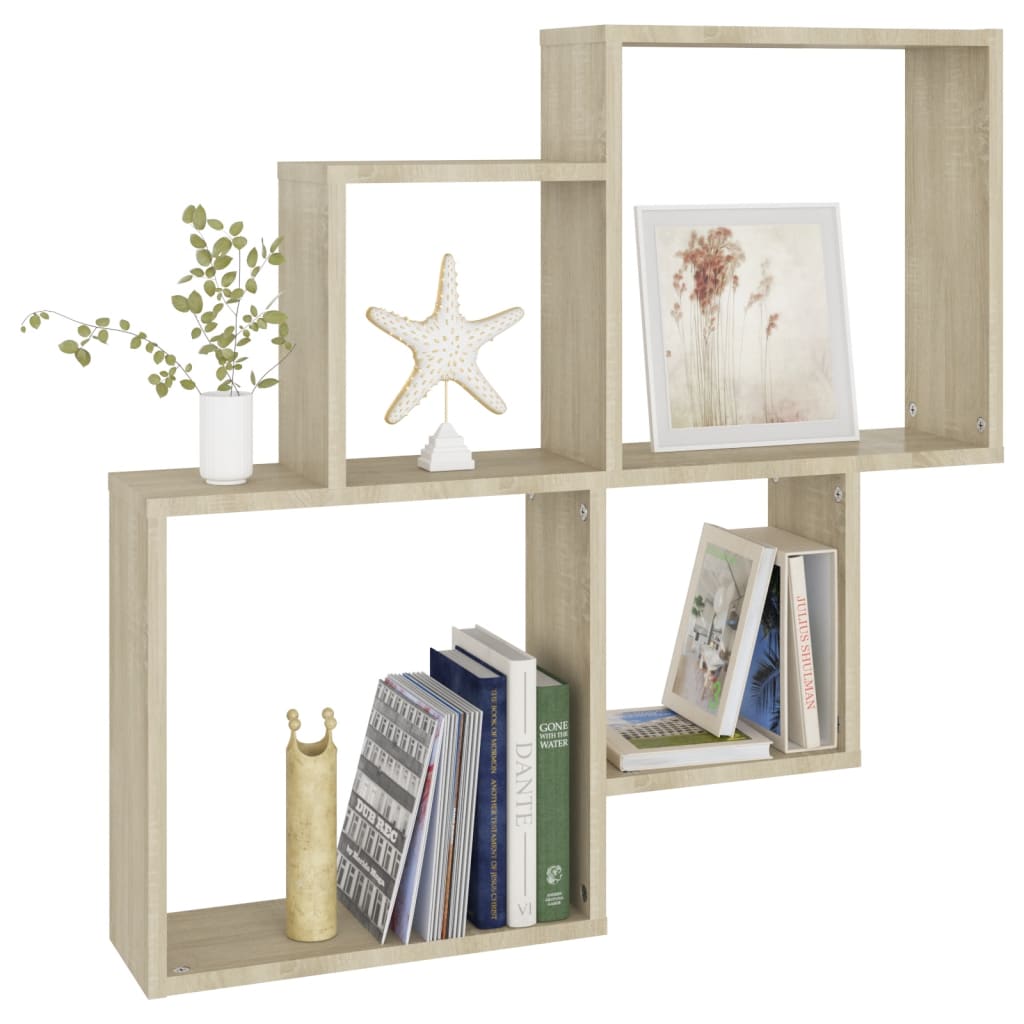 Mensola Muro Cubo Rovere Sonoma 80x15x78,5cm Legno Multistrato | homemem39