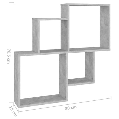 Mensola Muro Cubo Grigio Cemento 80x15x78,5cm Legno Multistrato | homemem39