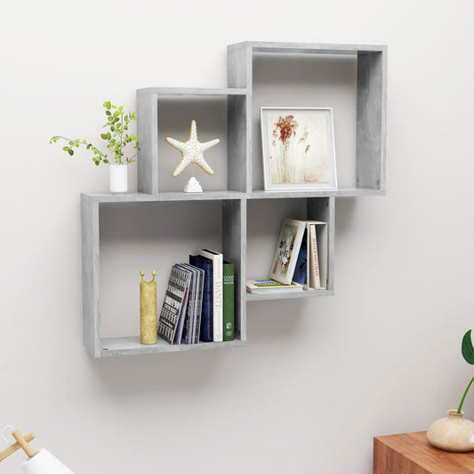Mensola Muro Cubo Grigio Cemento 80x15x78,5cm Legno Multistrato | homemem39