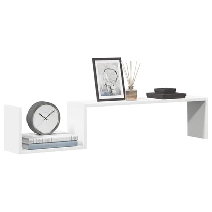 Mensole a Muro 2 pz Bianche 100x15x20 cm in Legno Multistrato | homemem39