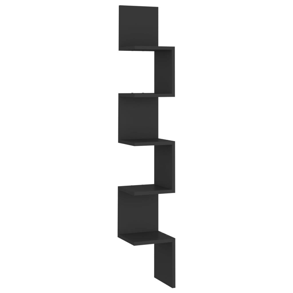 Scaffale Angolare Muro Nero 20x20x127,5cm Truciolato | homemem39