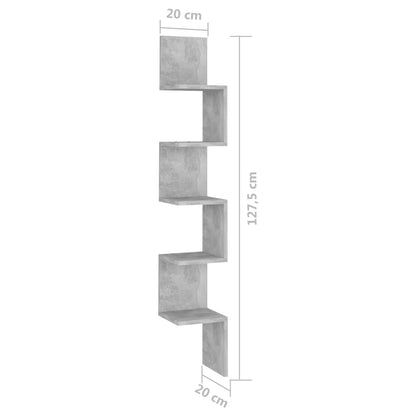 Scaffale Angolare Muro Grigio Cemento 20x20x127,5cm Truciolato | homemem39