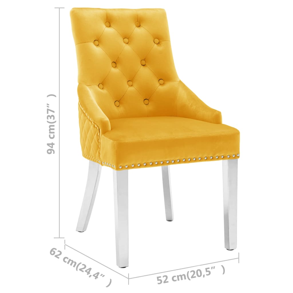 Sedie da Pranzo 2 pz Giallo in Velluto | homemem39