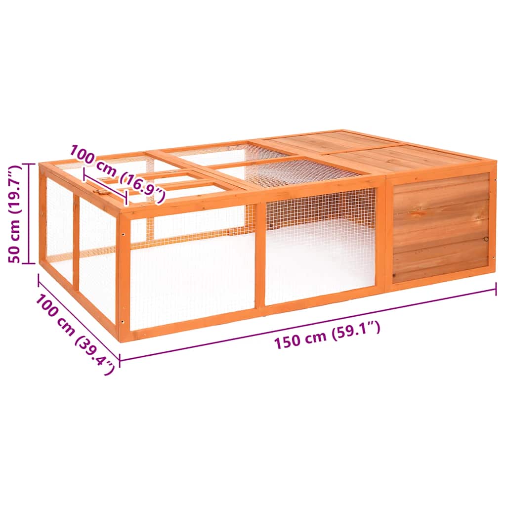 Gabbia per Animali da Giardino 150x100x50 cm Massello di Abete - homemem39