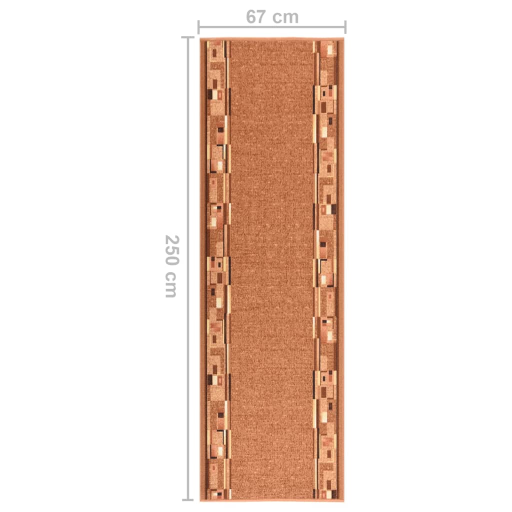 Tappeto Corsia Marrone 67x250 cm Antiscivolo