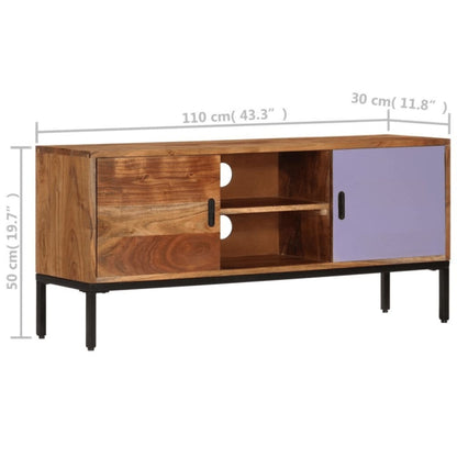 Honey Brown and Gray TV Cabinet 110x30x50cm in Acacia Wood