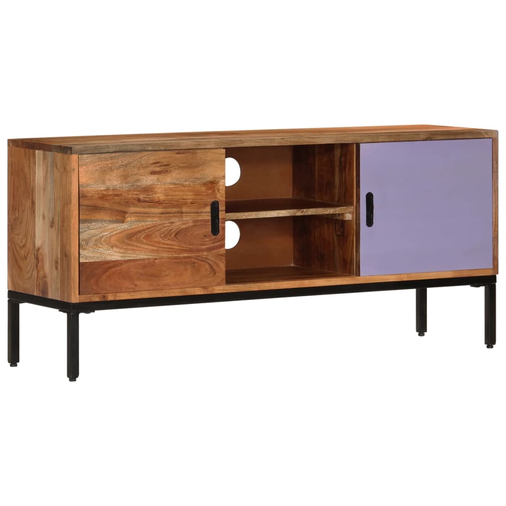 Honey Brown and Gray TV Cabinet 110x30x50cm in Acacia Wood