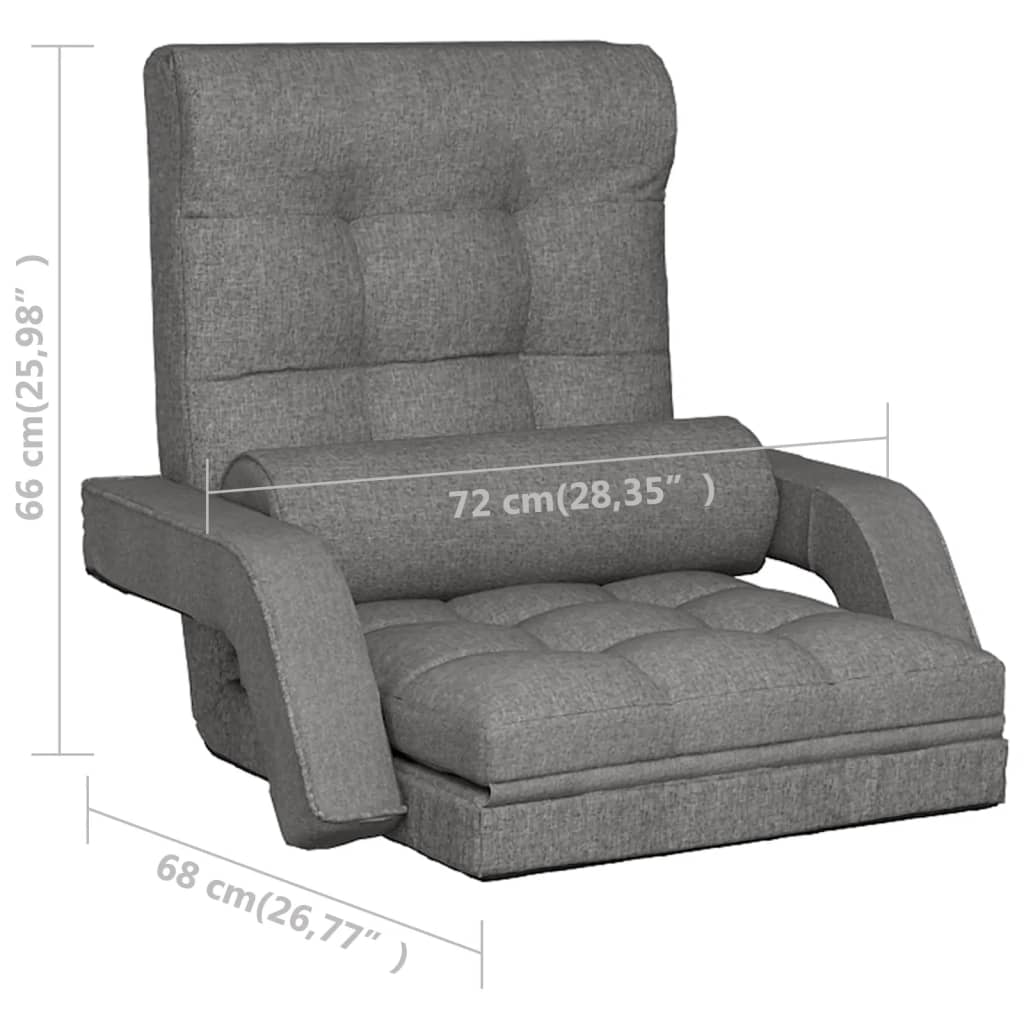 Sedia da Terra Pieghevole Funzione Letto Tessuto Grigio Chiaro | homemem39