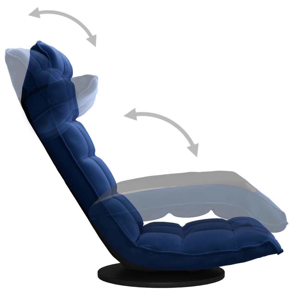Sedia da Pavimento Girevole Blu in Velluto | homemem39