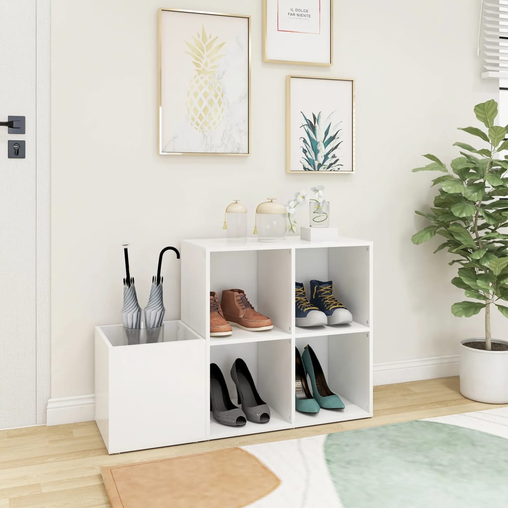Scarpiera da Ingresso Bianca 105x35,5x70cm in Legno Multistrato - homemem39
