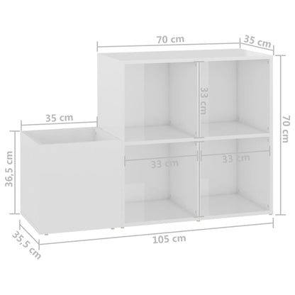 Scarpiera Ingresso Bianco Lucido 105x35,5x70 Legno Multistrato - homemem39