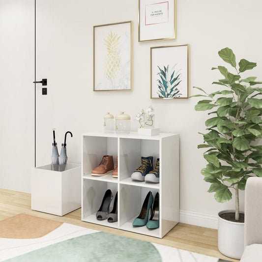 Scarpiera Ingresso Bianco Lucido 105x35,5x70 Legno Multistrato - homemem39