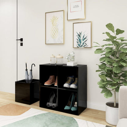 Glossy Black Entrance Shoe Rack 105x35.5x70cm Multilayer Wood