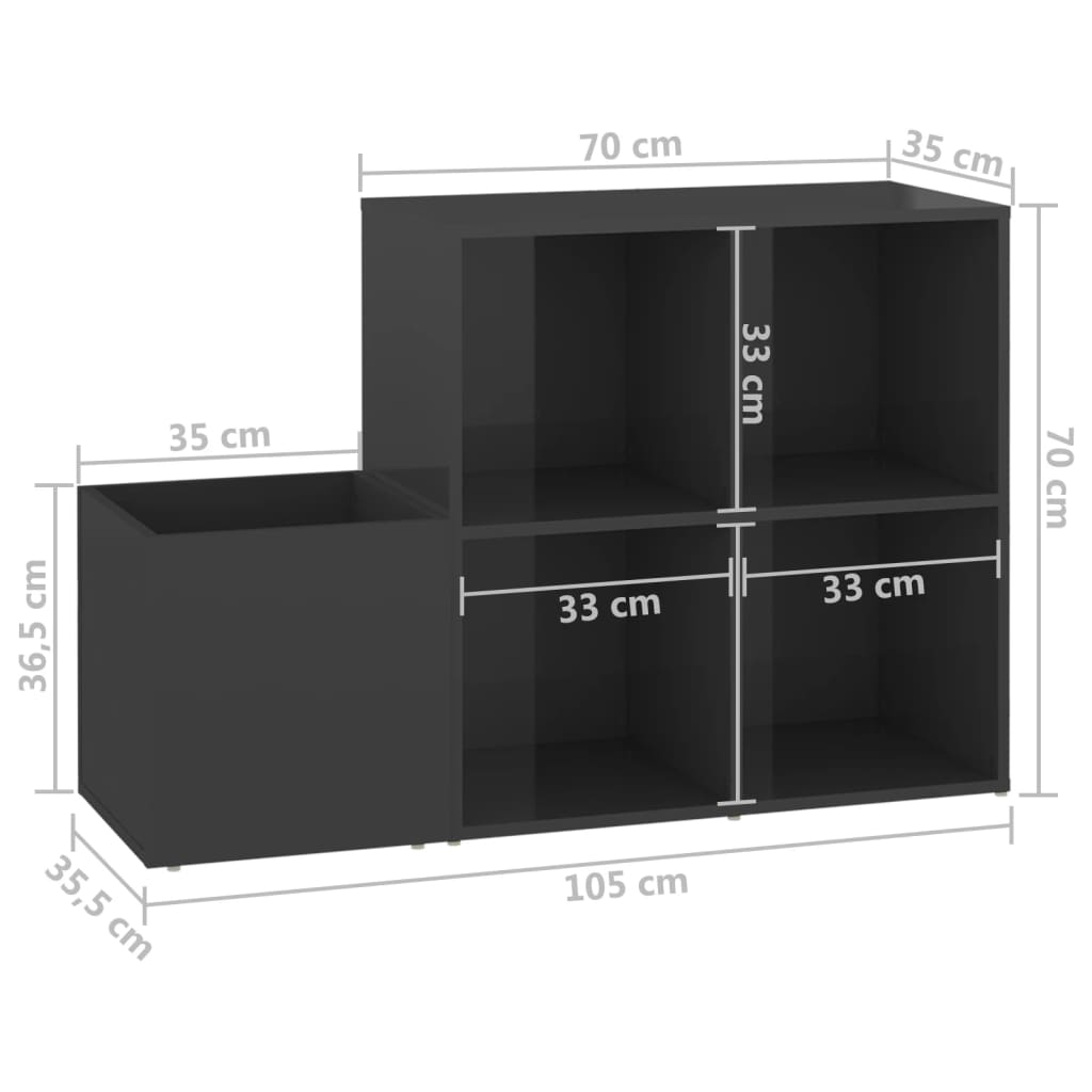 Scarpiera Ingresso Grigio Lucido 105x35,5x70 Legno Multistrato