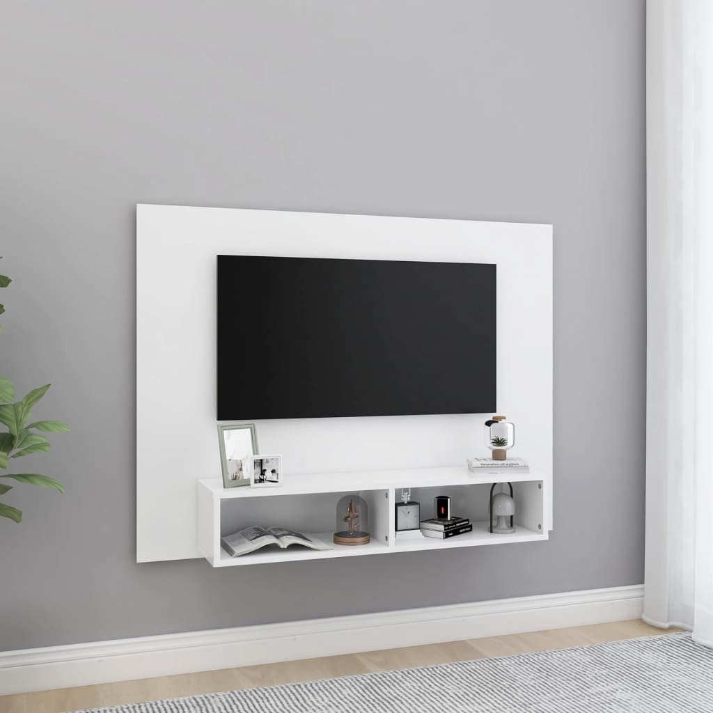 Mobile TV a Muro Bianco 120x23,5x90 cm in Legno Multistrato