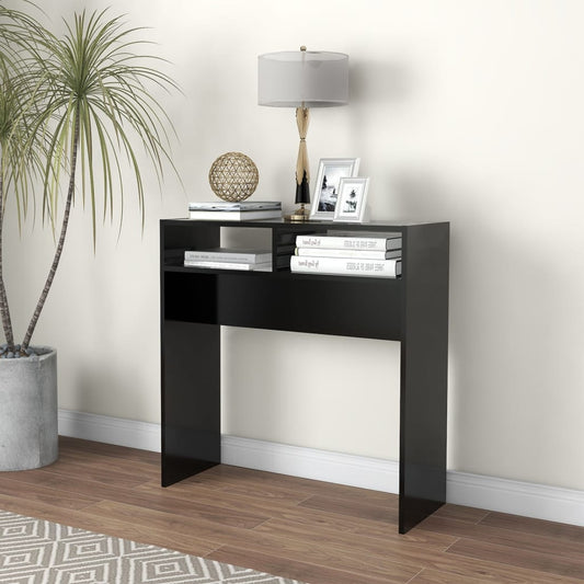 Tavolino Consolle Nero 78x30x80 cm in Legno Multistrato - homemem39
