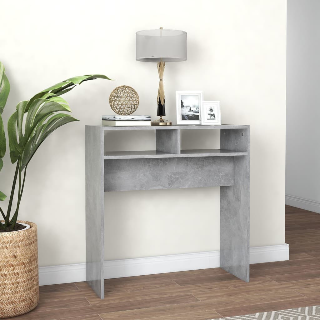 Tavolino Consolle Grigio Cemento 78x30x80cm Legno Multistrato - homemem39