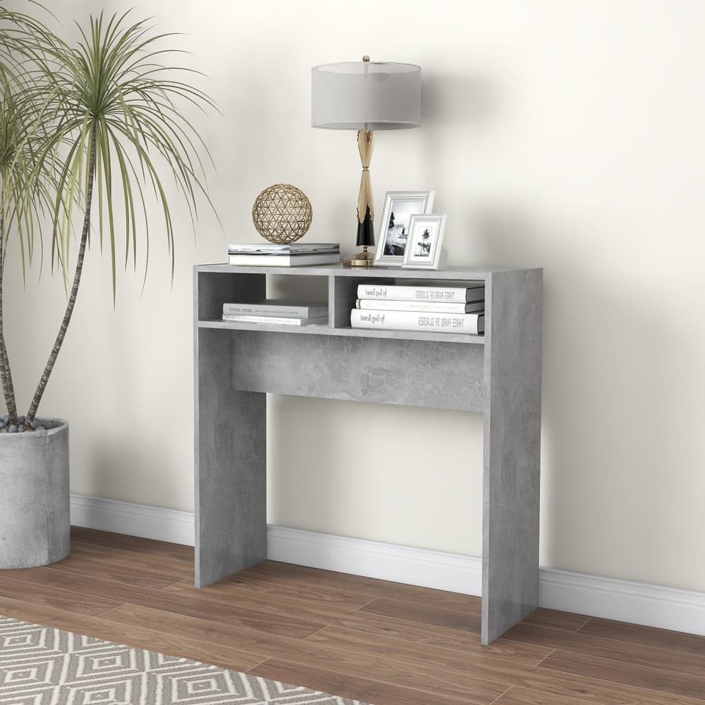 Tavolino Consolle Grigio Cemento 78x30x80cm Legno Multistrato - homemem39