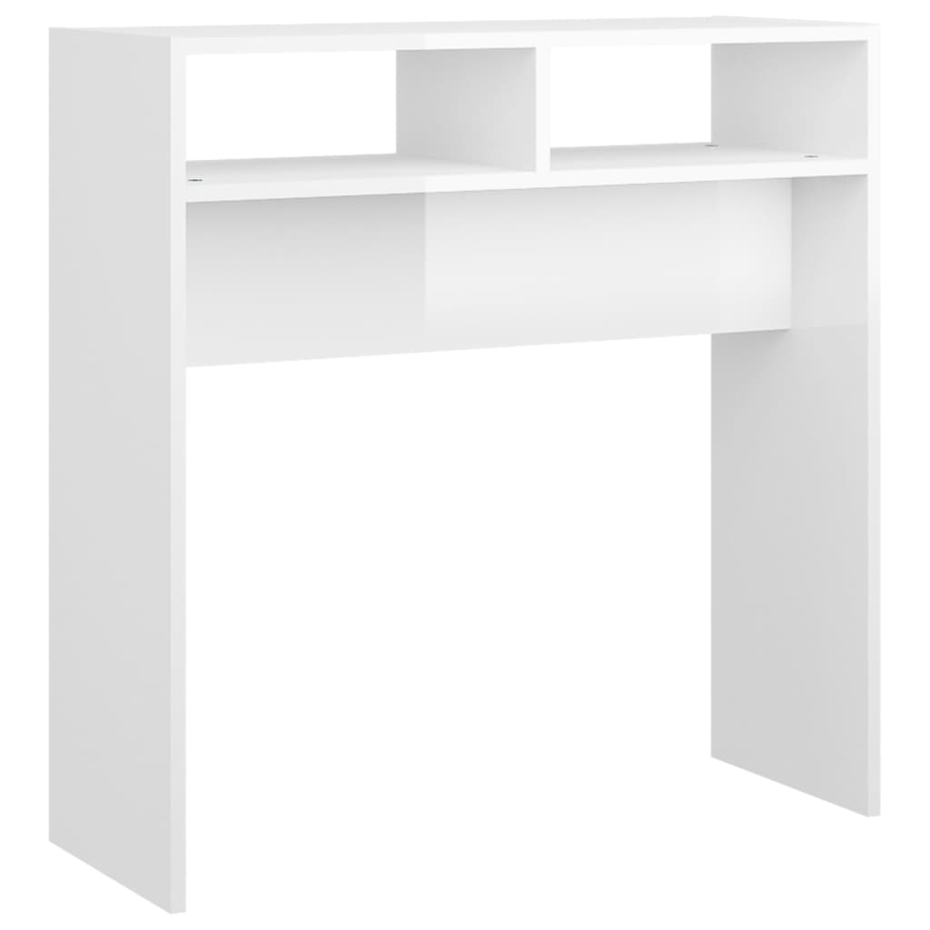 Tavolino Consolle Bianco Lucido 78x30x80 cm Legno Multistrato - homemem39