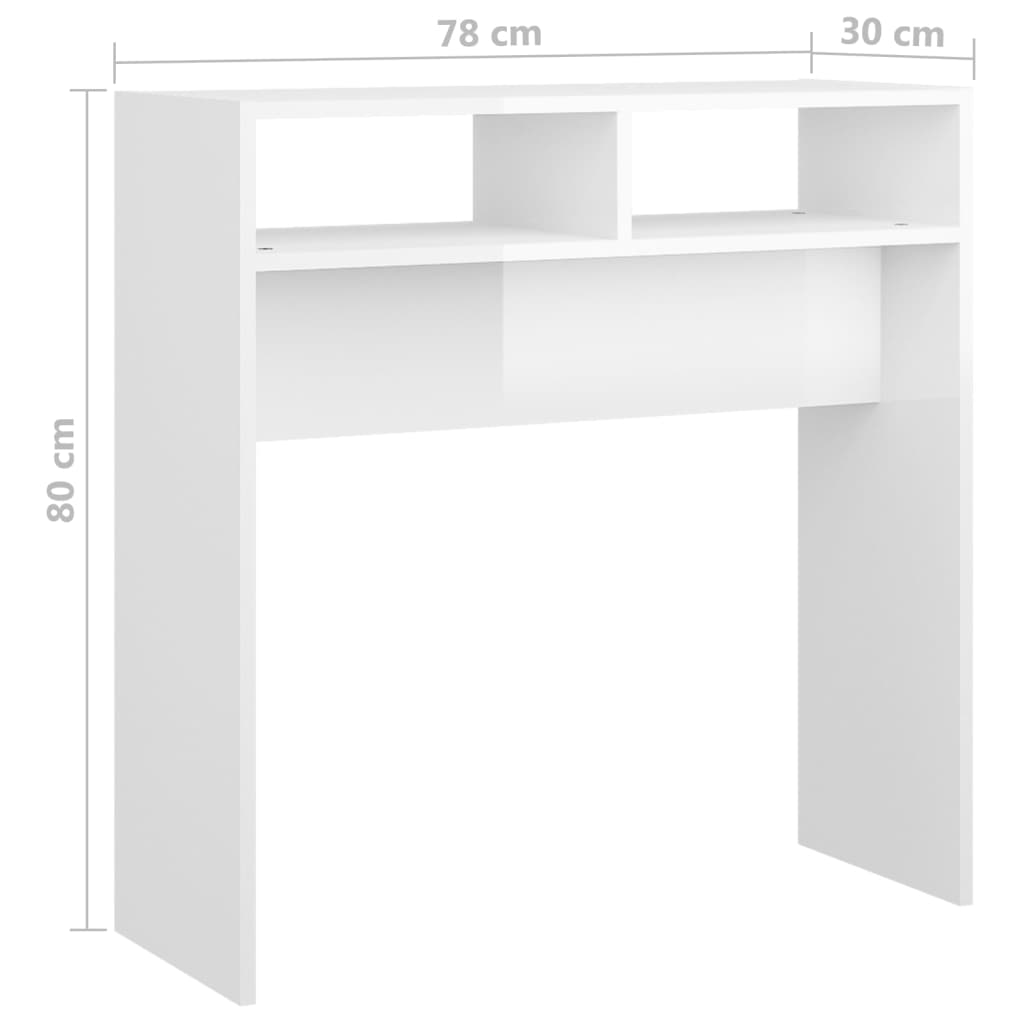 Tavolino Consolle Bianco Lucido 78x30x80 cm Legno Multistrato - homemem39
