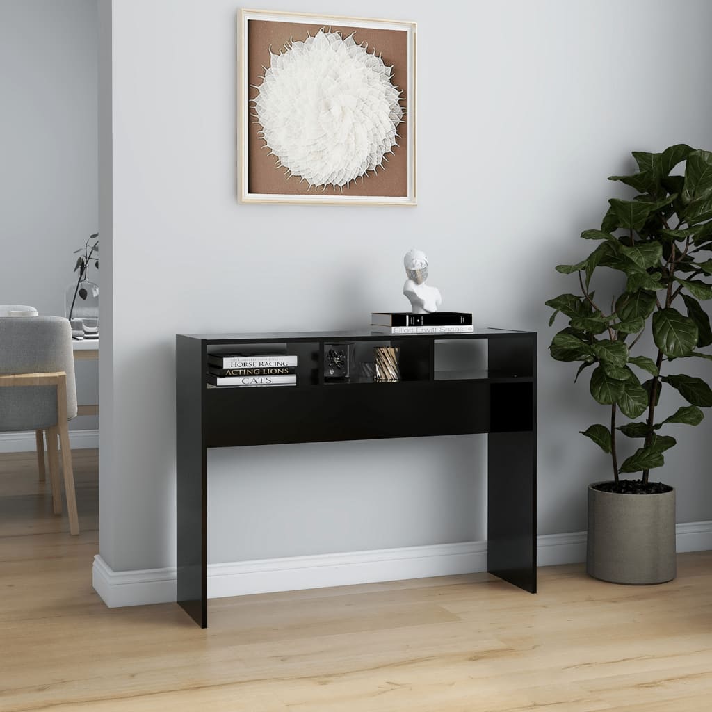 Tavolino Consolle Nero 105x30x80 cm in Legno Multistrato - homemem39